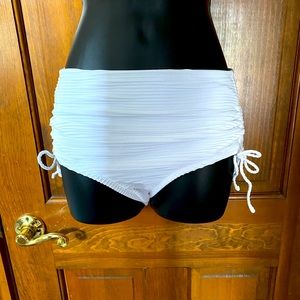 Kona sol white high waist swim bikini bottoms. Tie rouched on sides. NWT